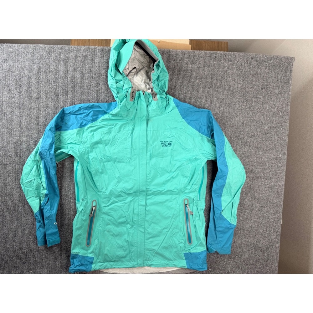 Mountain Hardwear Rain Jacket Womens L Teal Blue Nylon Shell OL4491 Thailand